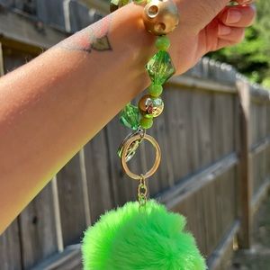 Handmade Wristlet Keychain with Pom Pom
